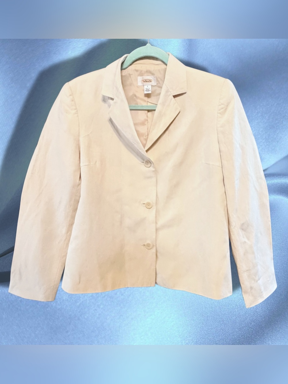 Talbots Cream Silk/Linen Notch-Collar Button Front Blazer size 6